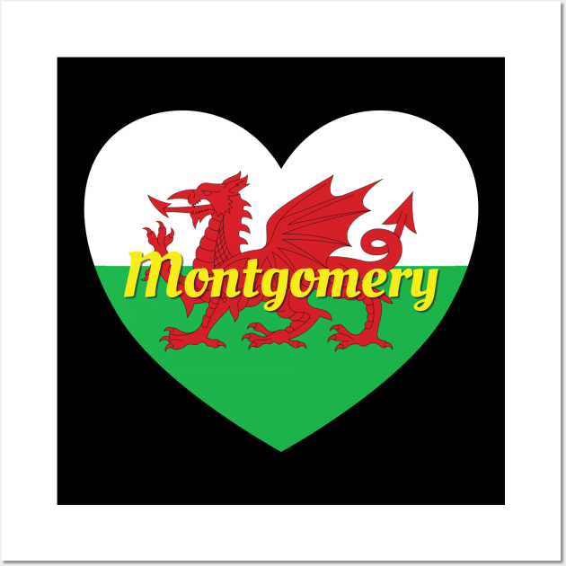 Montgomery Wales UK Wales Flag Heart Wall Art by DPattonPD